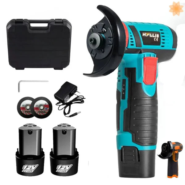 Mini amoladora angular de 12 V con disco de corte