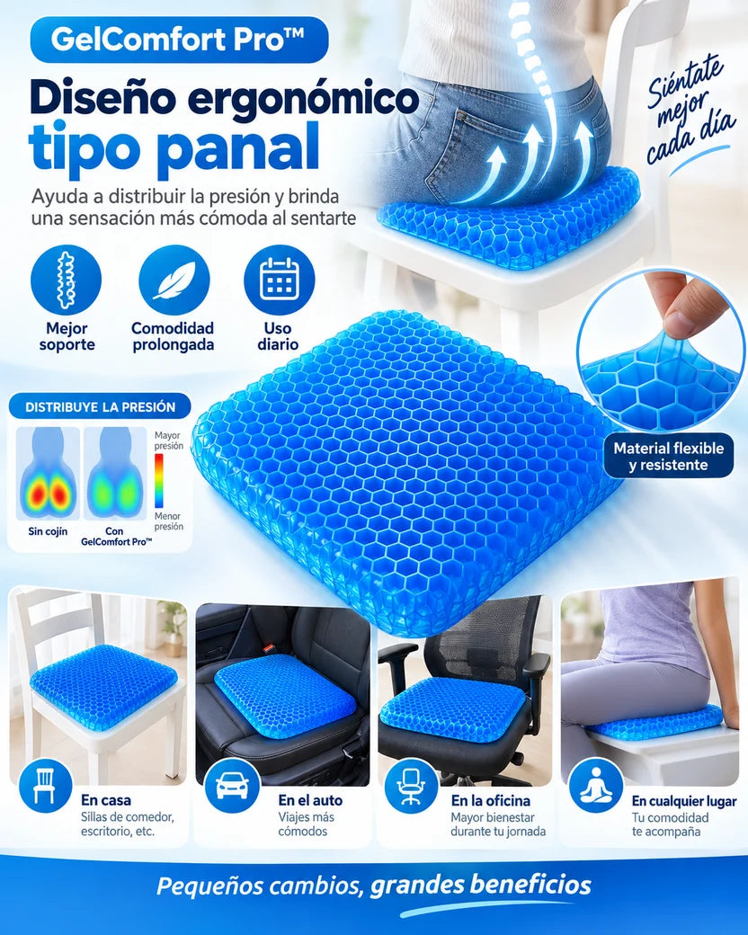GelConfort PRO - Cojín Asiento de Gel Antideslizante
